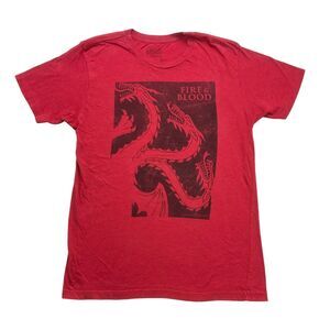 Game Of Thrones Shirt Mens Medium M Red Fire Blood Dragons Short Sleeve